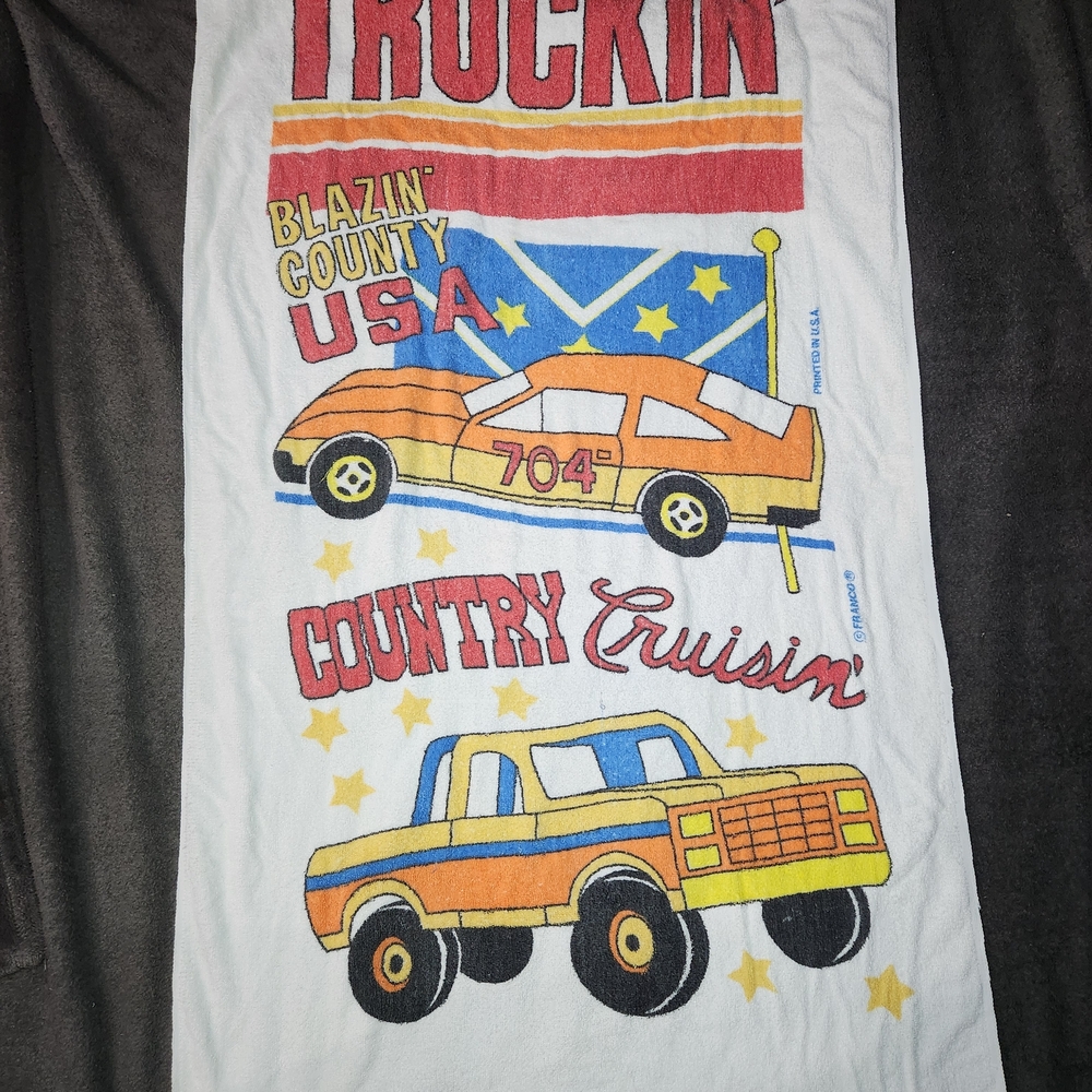 Rare Vintage Franco Towel Truckin Blazin County USA Country Cruisin